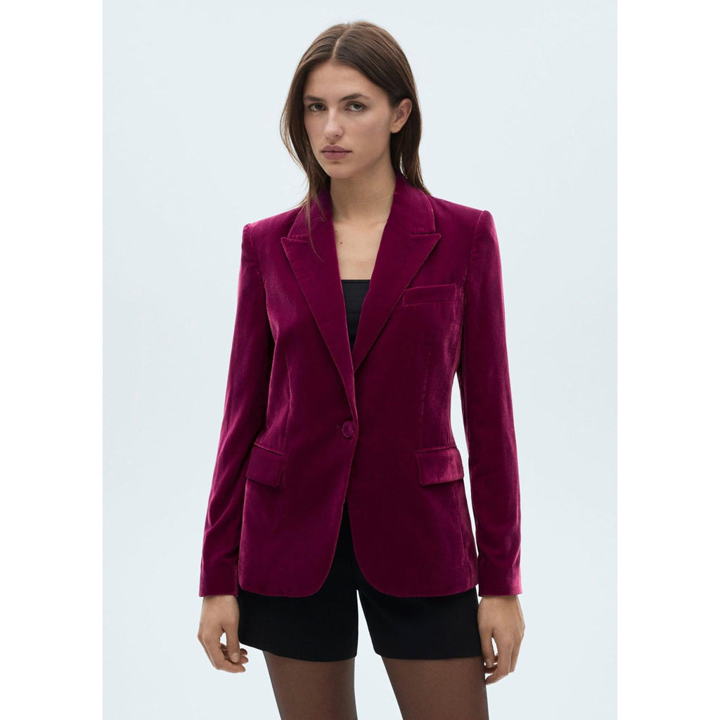 Blazer de Terciopelo Estructurado - Fucsia