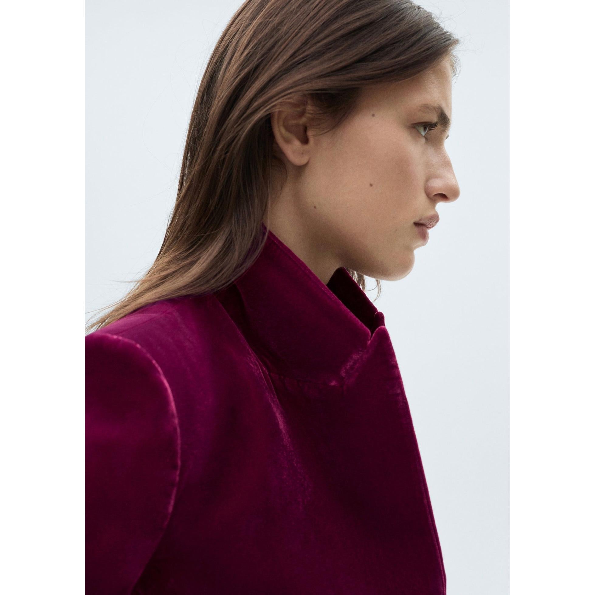 Blazer de Terciopelo Estructurado - Fucsia