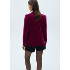 Blazer de Terciopelo Estructurado - Fucsia