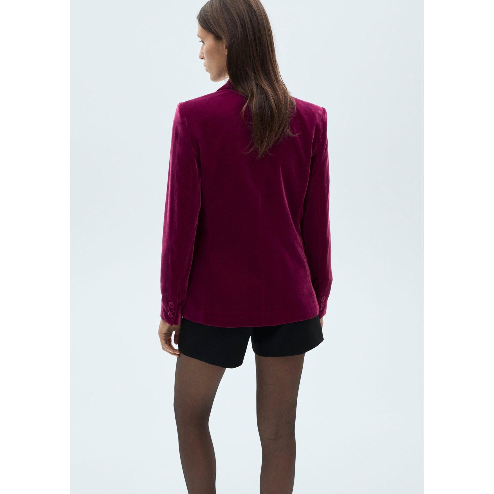 Blazer de Terciopelo Estructurado - Fucsia