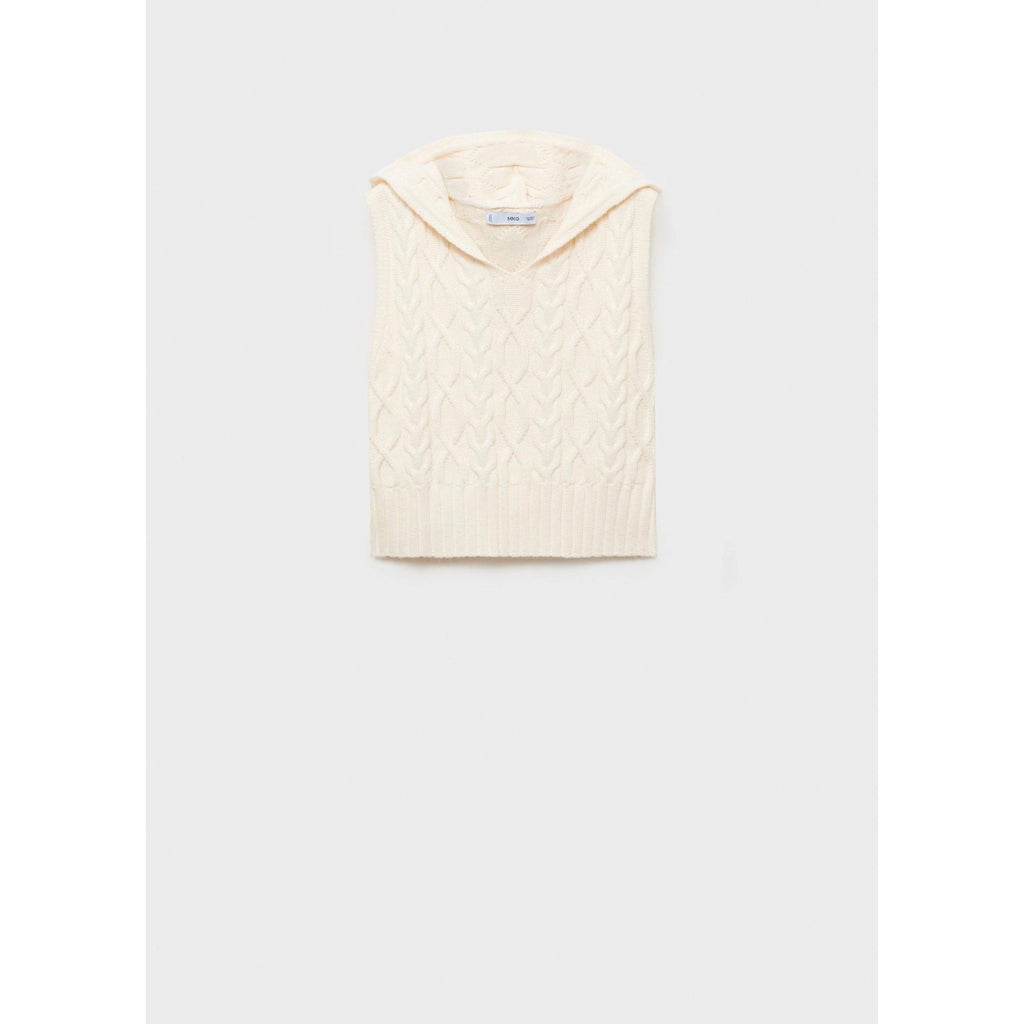 Chaqueta Punto Trenzado Capucha - Ecru