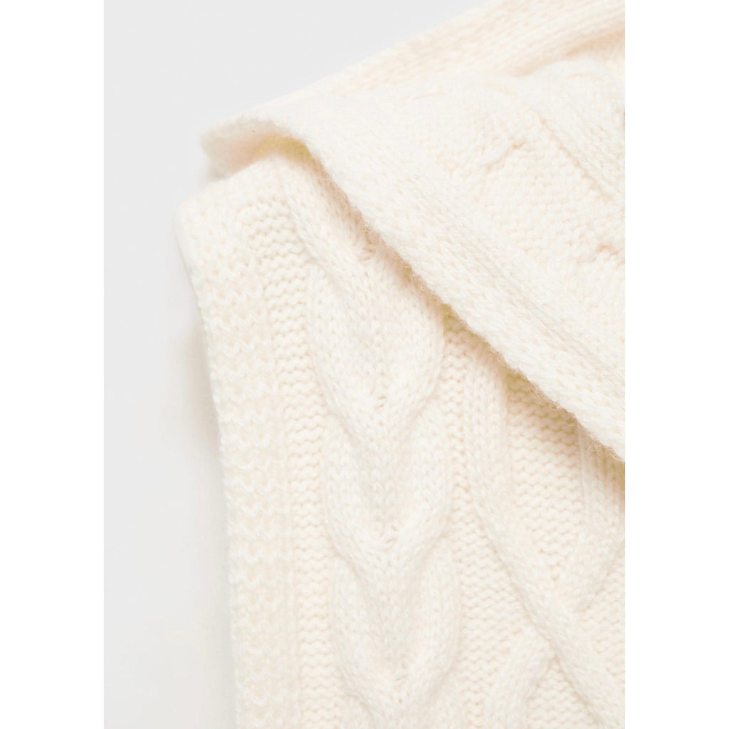 Chaqueta Punto Trenzado Capucha - Ecru
