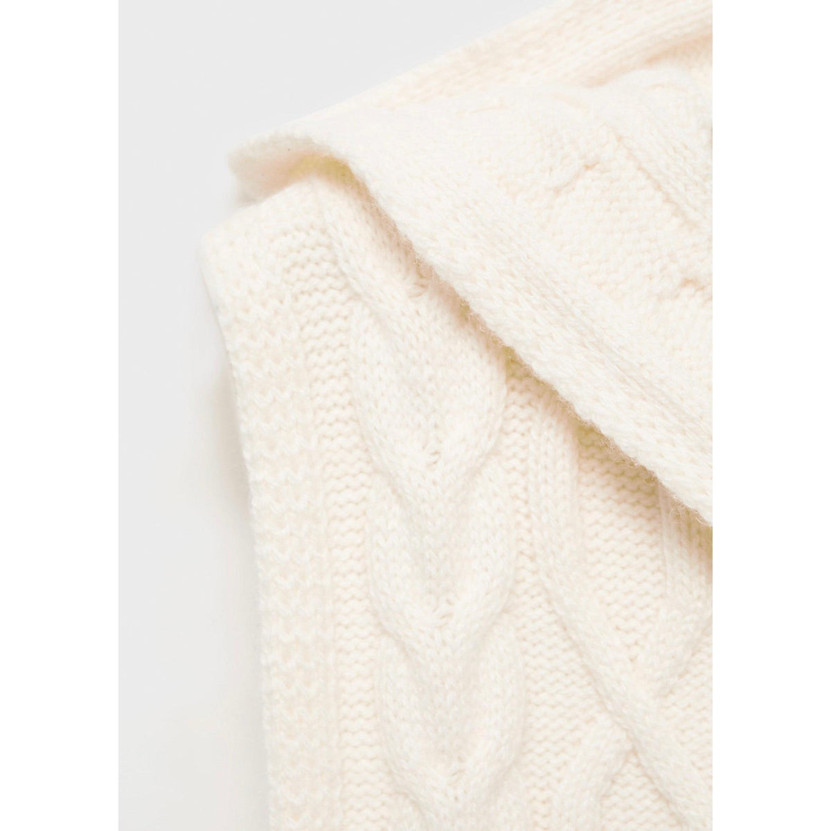 Chaqueta Punto Trenzado Capucha - Ecru