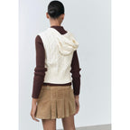Chaqueta Punto Trenzado Capucha - Ecru