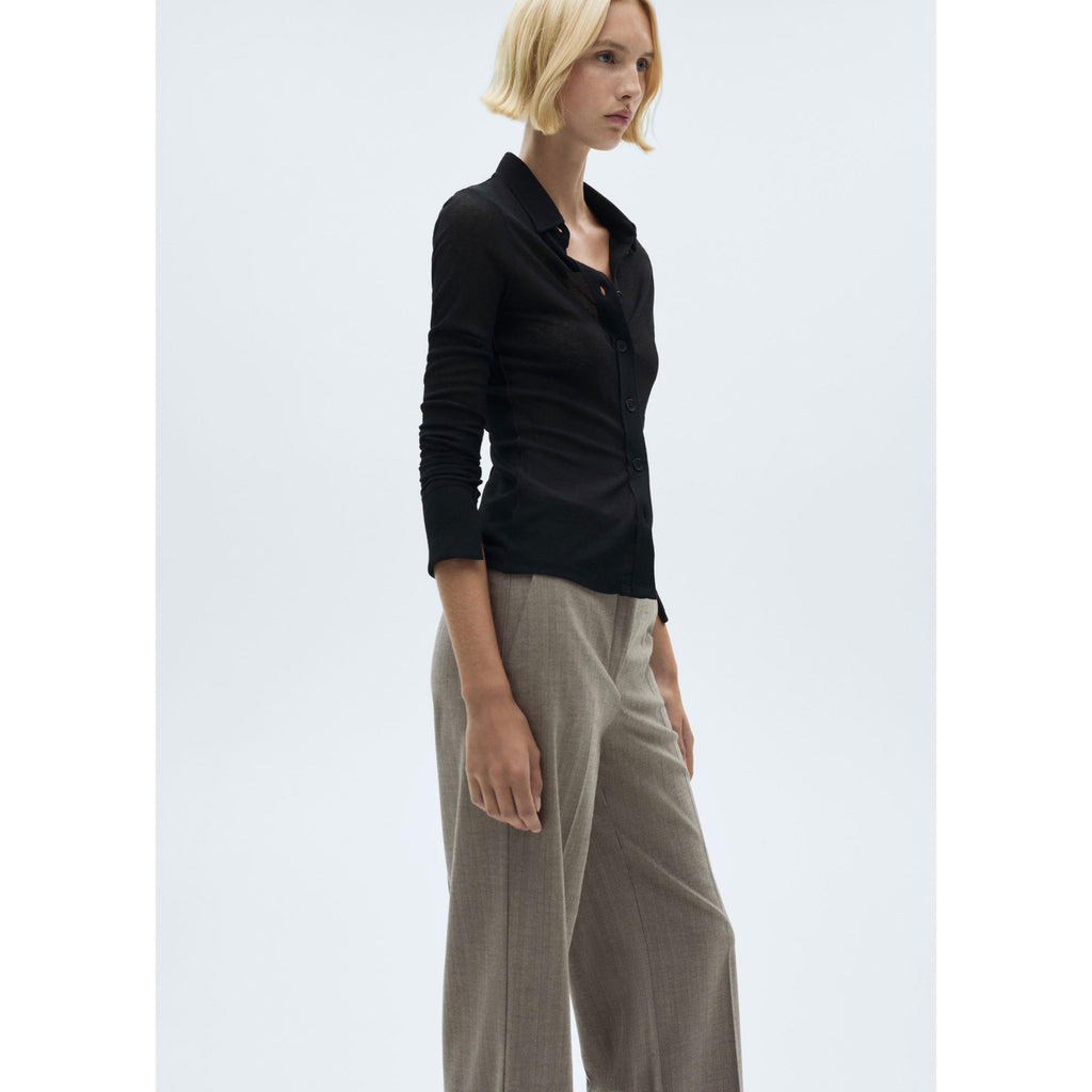 Pantalón Recto de Tiro Medio - Brown