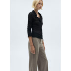 Pantalón Recto de Tiro Medio - Brown
