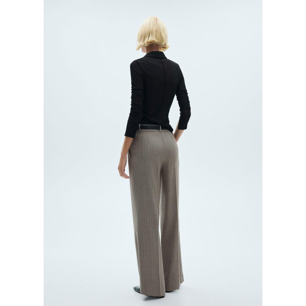 Pantalón Recto de Tiro Medio - Brown