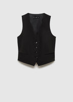 Button-Down Suit Vest - Black