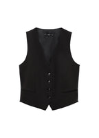 Button-Down Suit Vest - Black