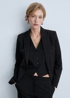 Button-Down Suit Vest - Black