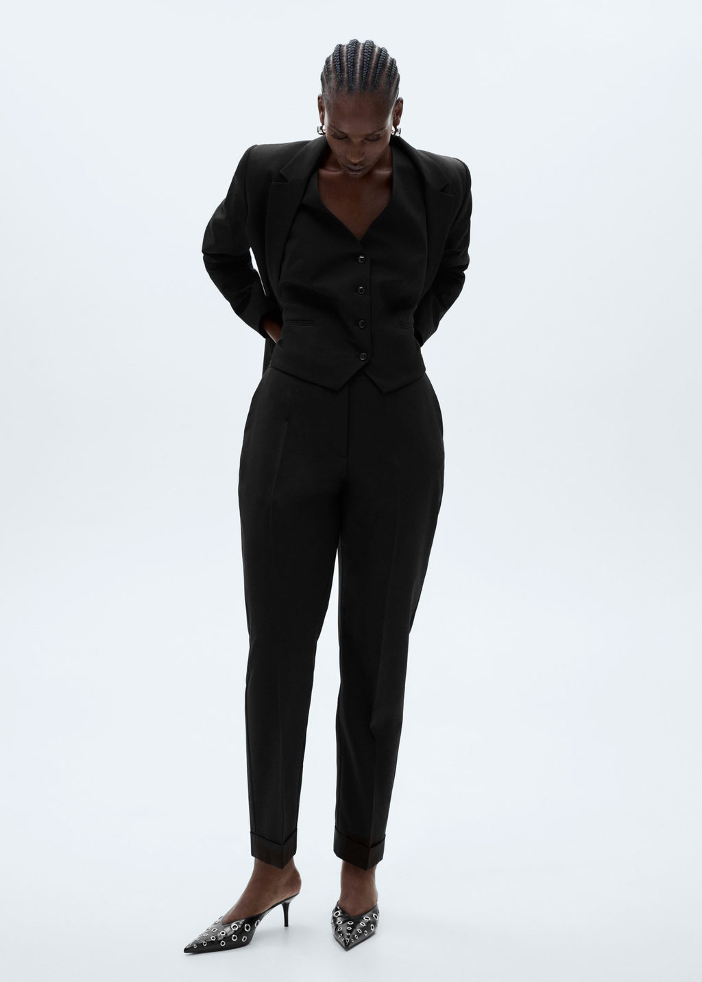 Button-Down Suit Vest - Black