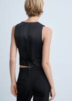 Button-Down Suit Vest - Black