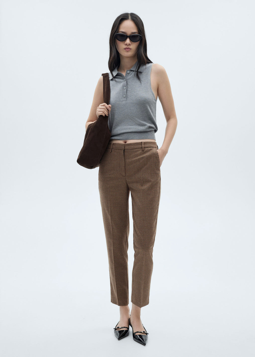 Pantalon Skinny Taille Normale - Marron