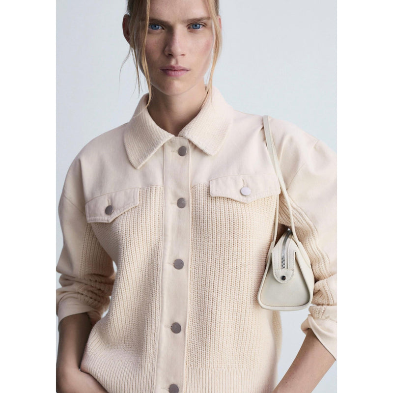 Chaqueta combinada de punto - Crudo