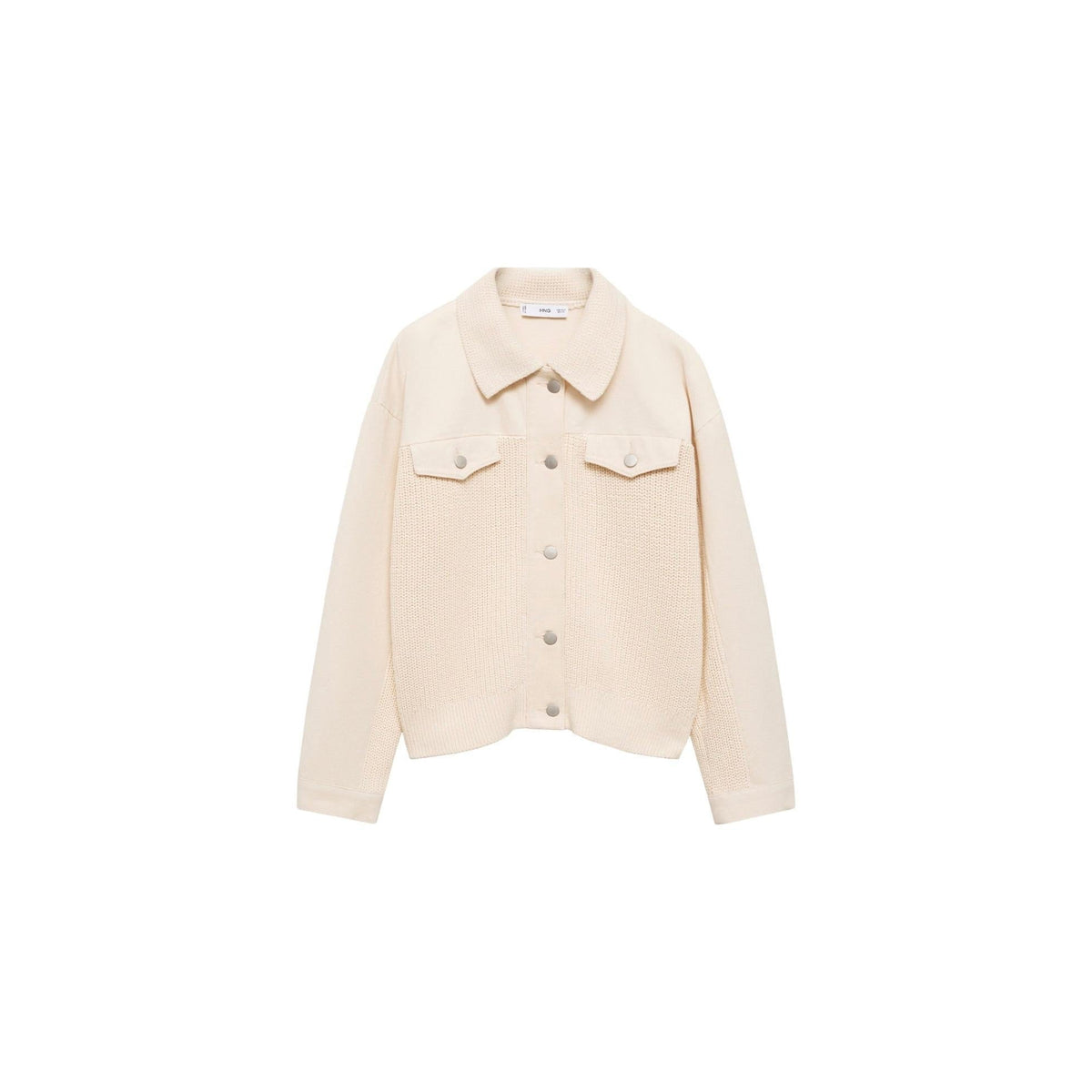 Strickblouson im Materialmix – Ecru