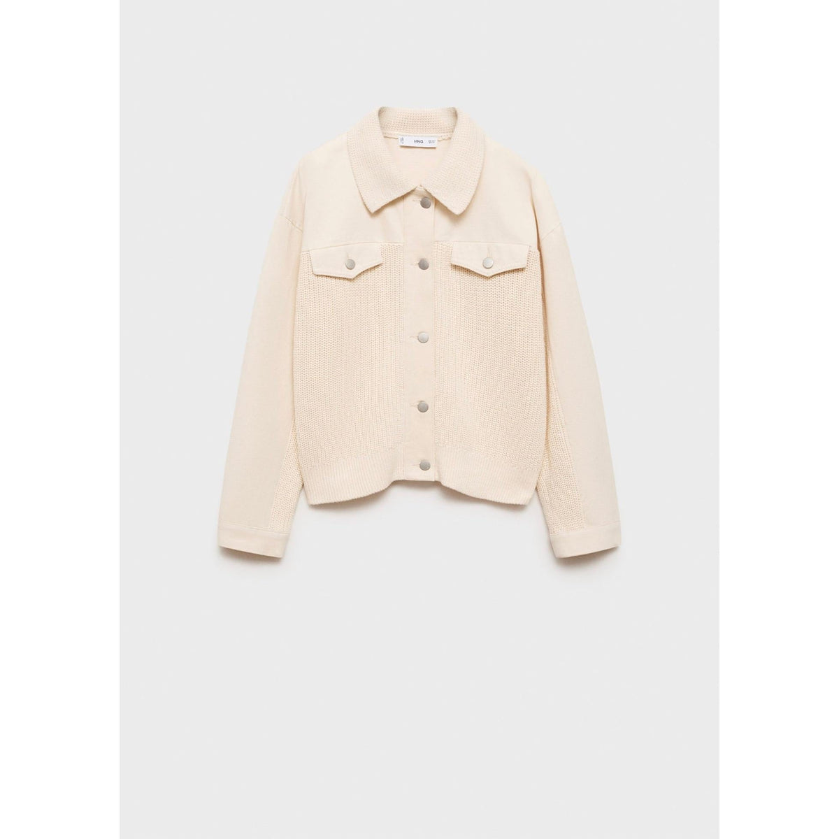 Strickblouson im Materialmix – Ecru