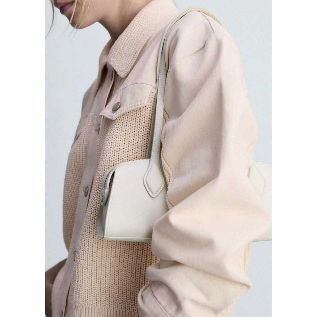 Strickblouson im Materialmix – Ecru