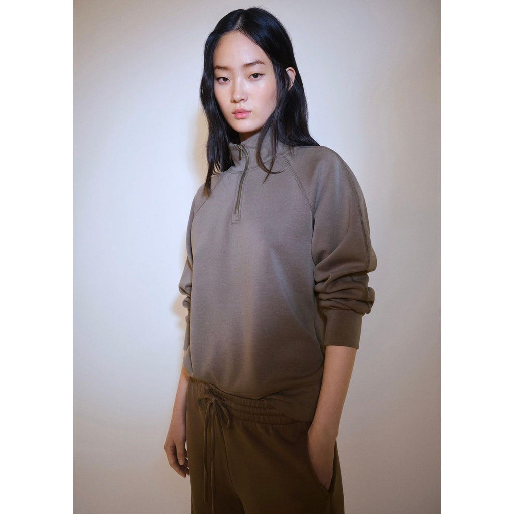 Sudadera de Cuello Subido con Cremallera - Medium Brown