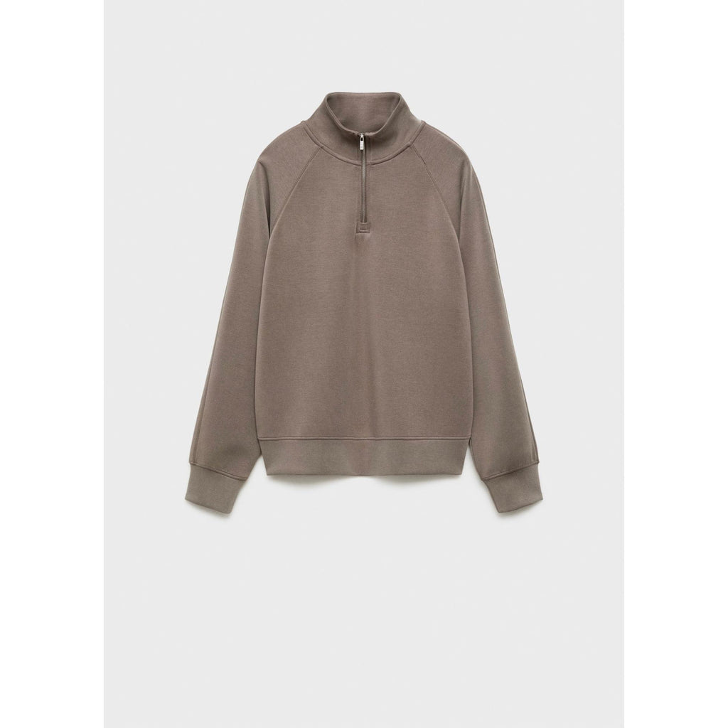 Sudadera de Cuello Subido con Cremallera - Medium Brown
