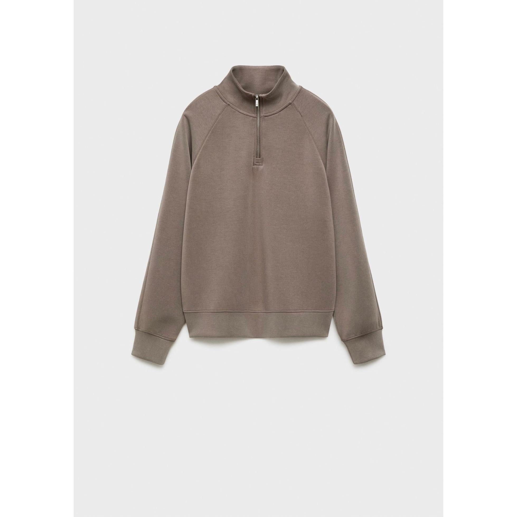 Sudadera de Cuello Subido con Cremallera - Medium Brown