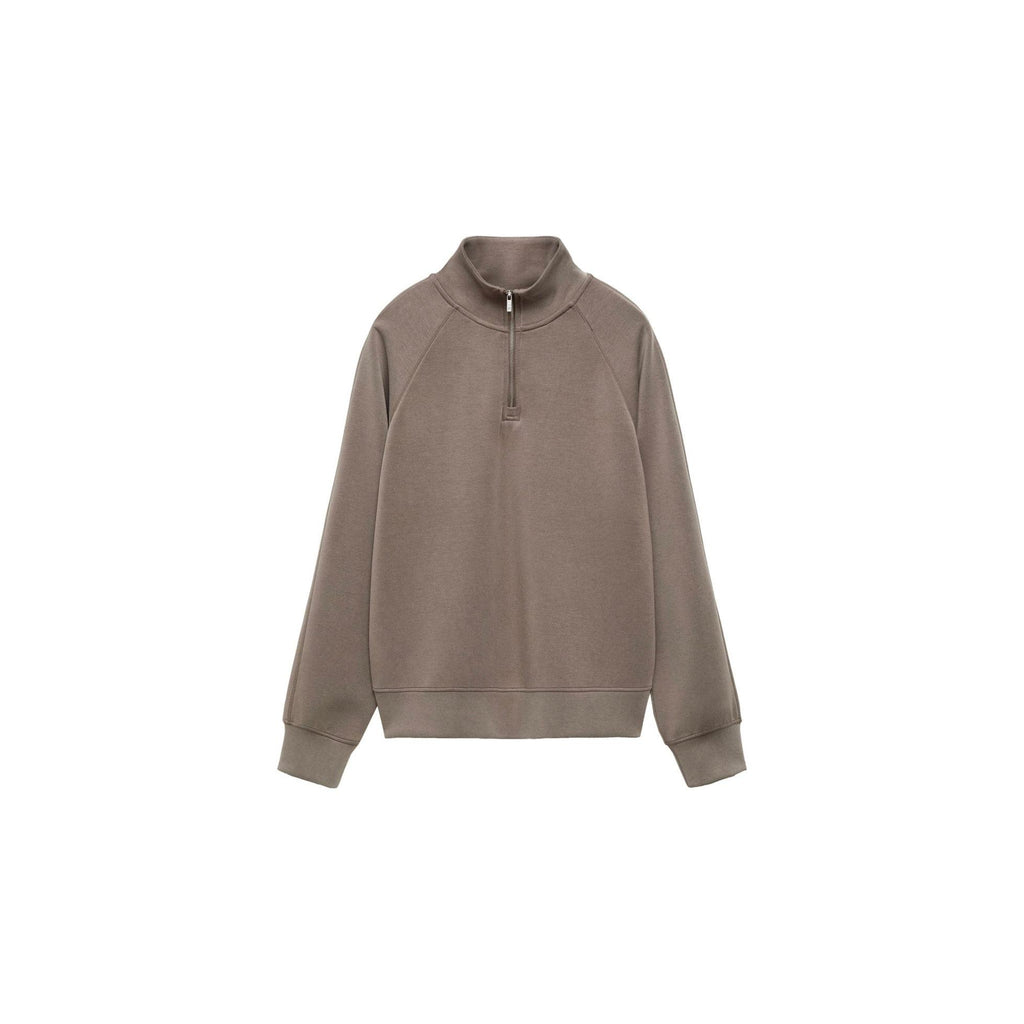 Sudadera de Cuello Subido con Cremallera - Medium Brown