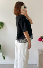 Las Palmas Lace T-Shirt - Black