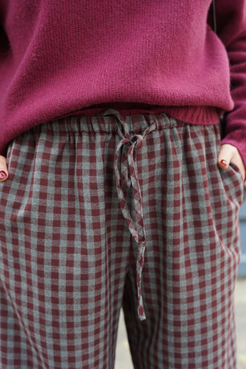 Pantalon Gonzague Vichy Bordeaux/Gris