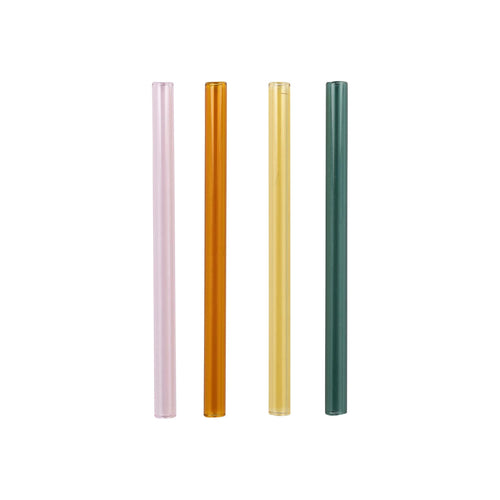 Lot De 8 Pailles - Funky - Verre Borosilicate - Multicolore