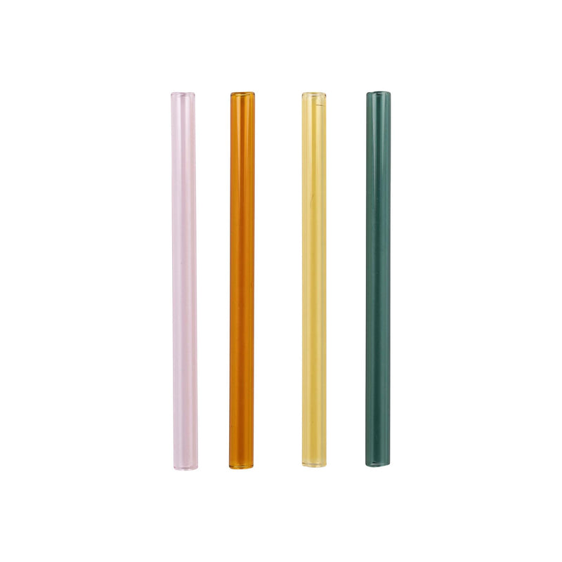 Set of 8 Straws - Funky - Borosilicate Glass - Multicolor