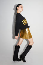 La Mini Jupe Stella Effet Cuir Métallisé Gold