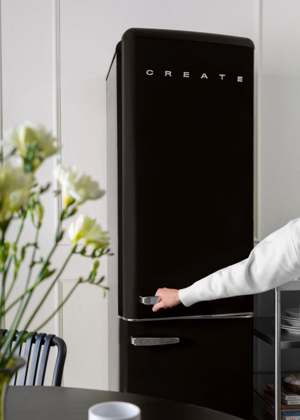 Fridge Stylance 244L - Frigorífico combi estilo retro - Negro mate