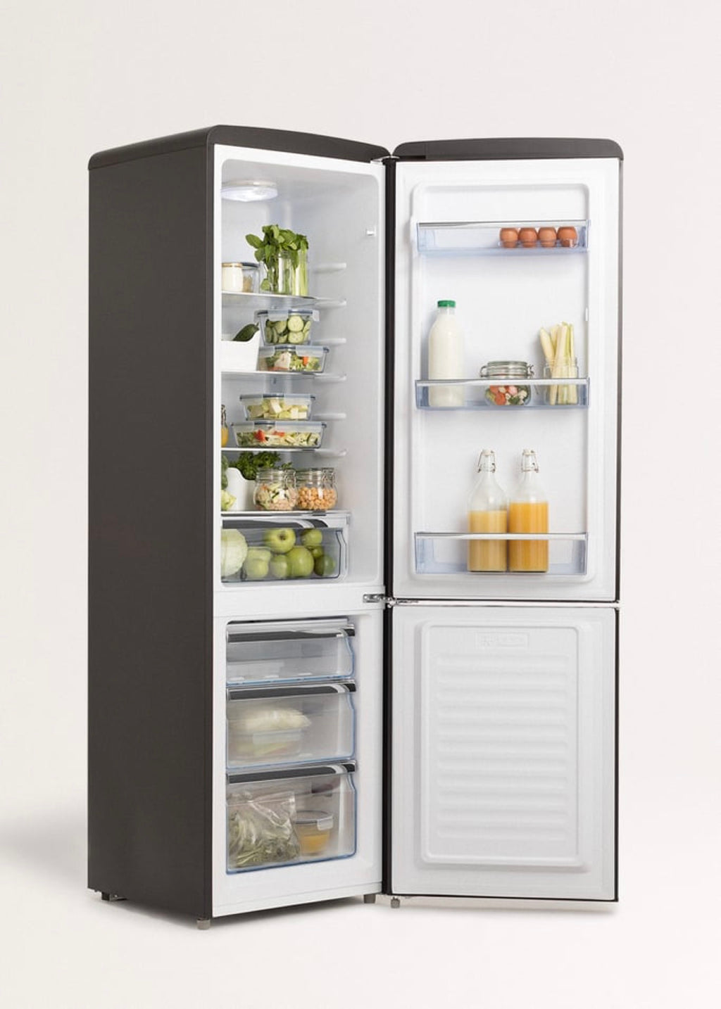 Fridge Stylance 244L - Frigorífico combi estilo retro - Negro mate