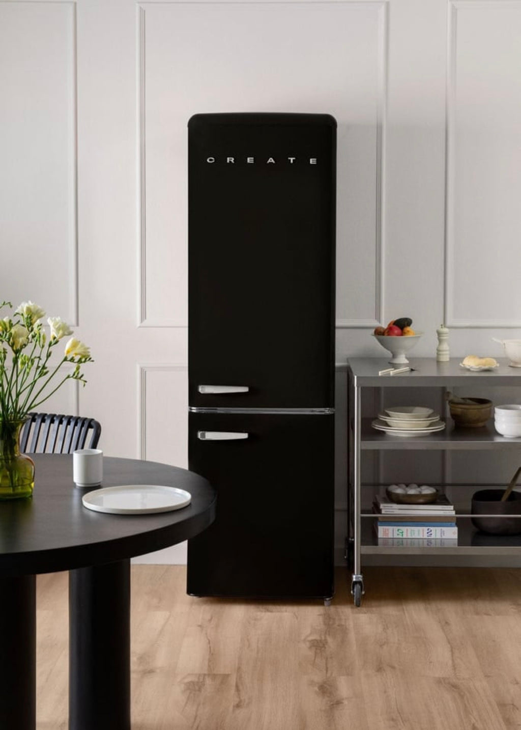 Fridge Stylance 244L - Frigorífico combi estilo retro - Negro mate