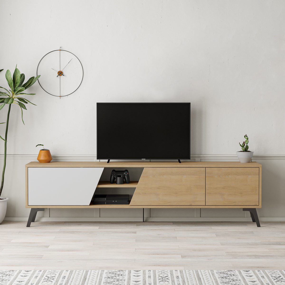 Fiona - TV Stand - Oak/White