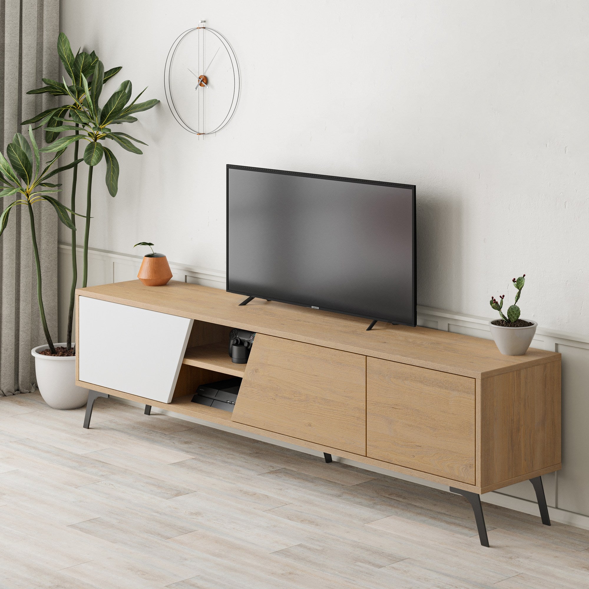 Fiona - TV Stand - Oak/White