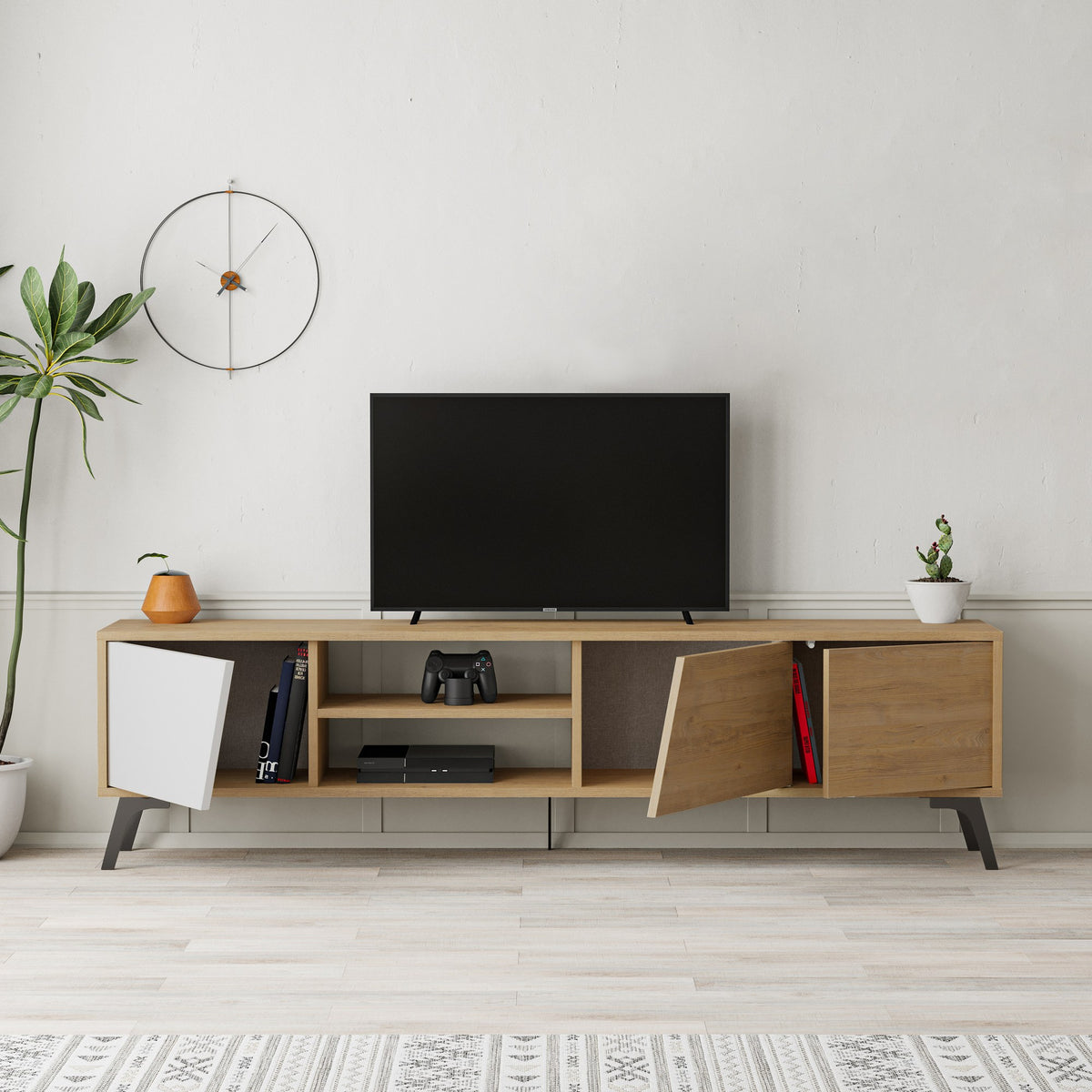 Fiona - TV Stand - Oak/White
