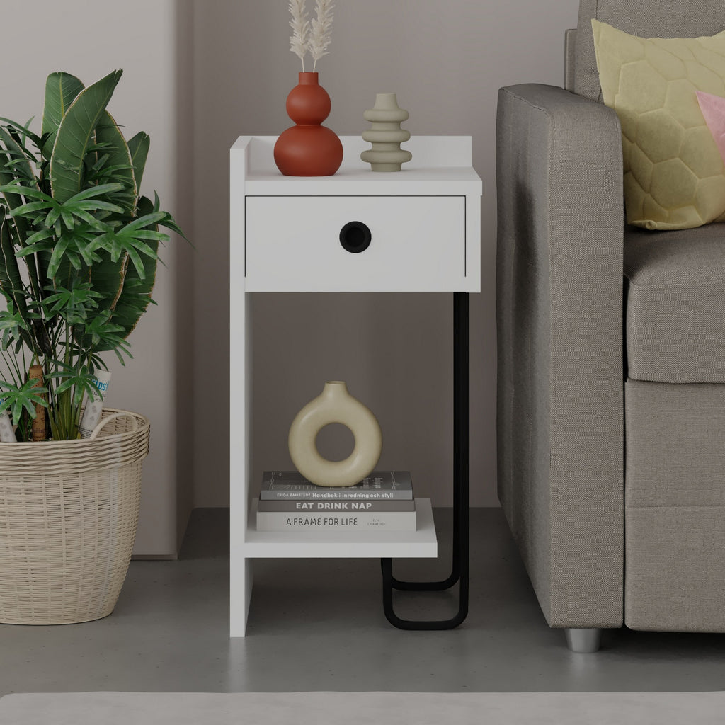 Sirius Left - Bedside Table - White V2