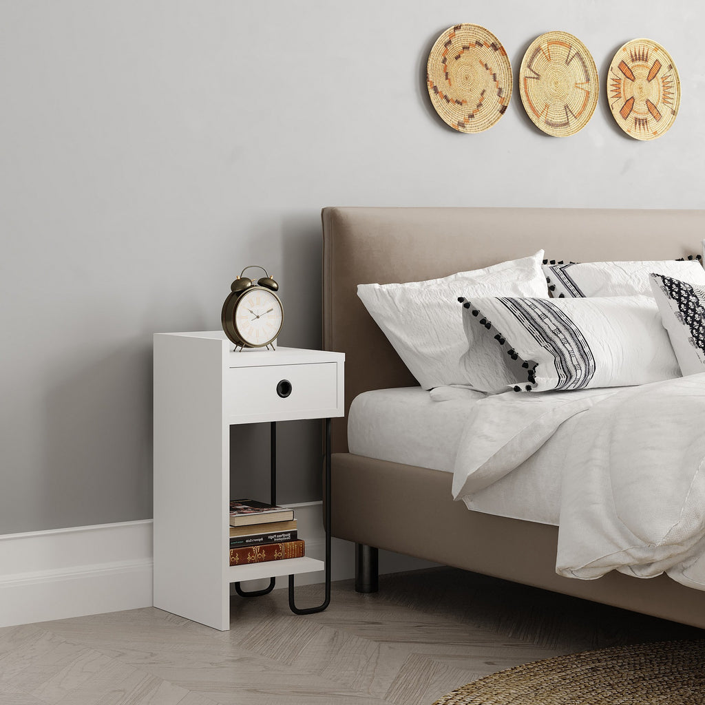 Sirius Left - Bedside Table - White V2