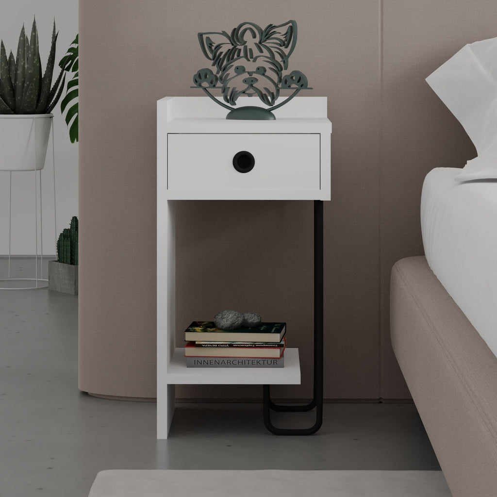 Sirius Left - Bedside Table - White V2