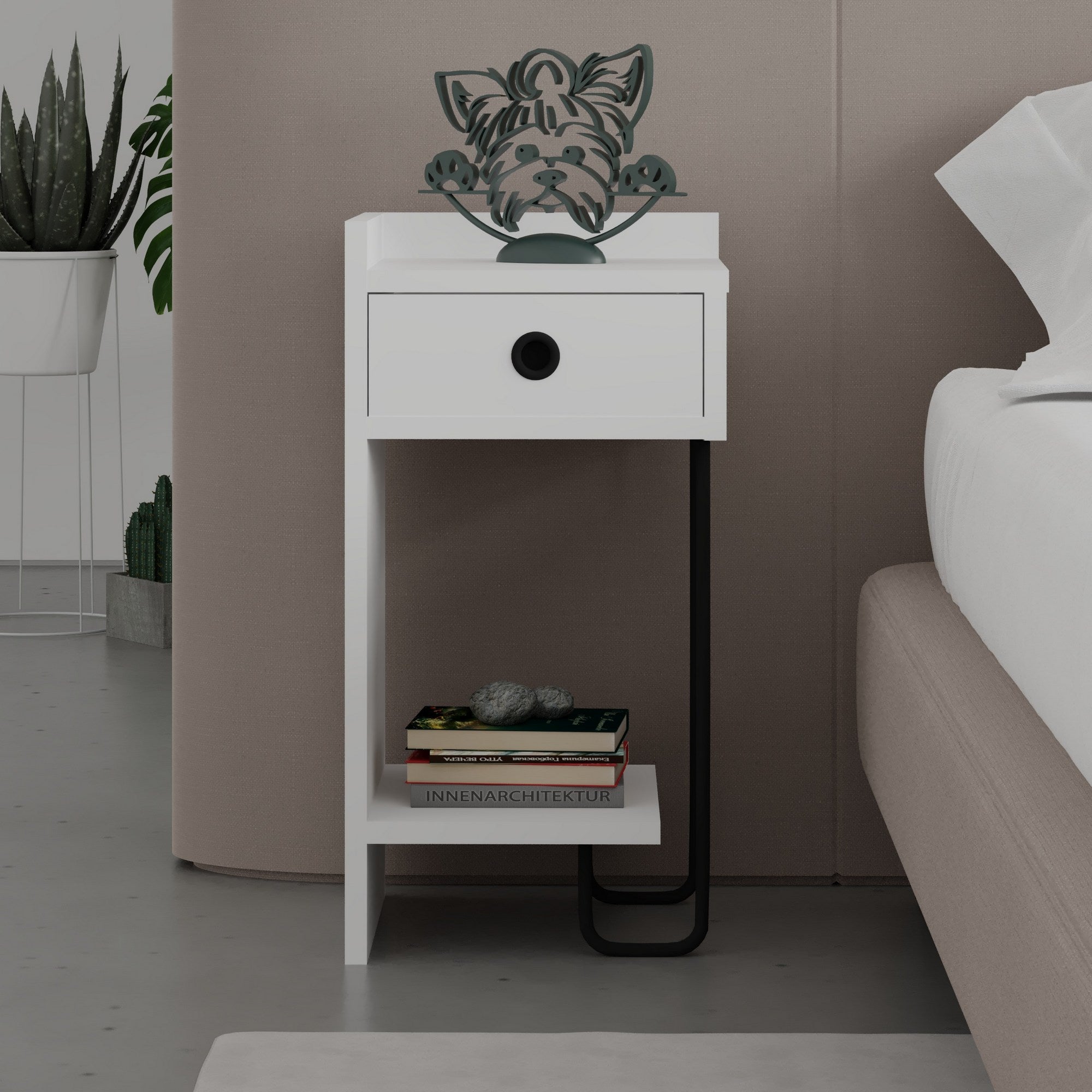 Sirius Left - Bedside Table - White V2