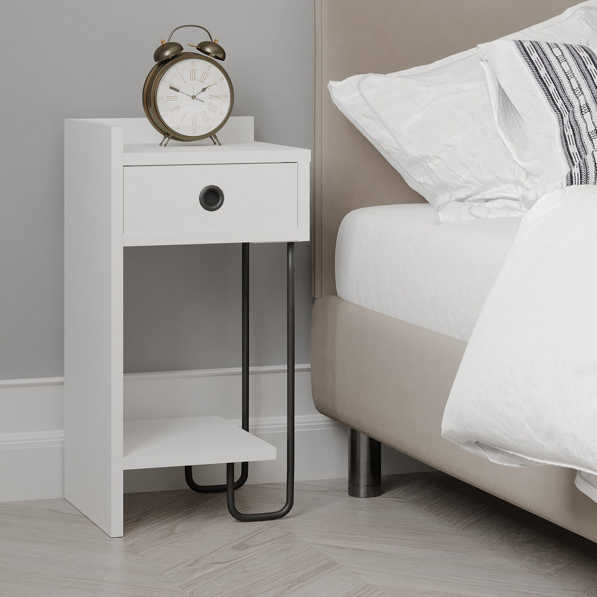 Sirius Left - Bedside Table - White V2