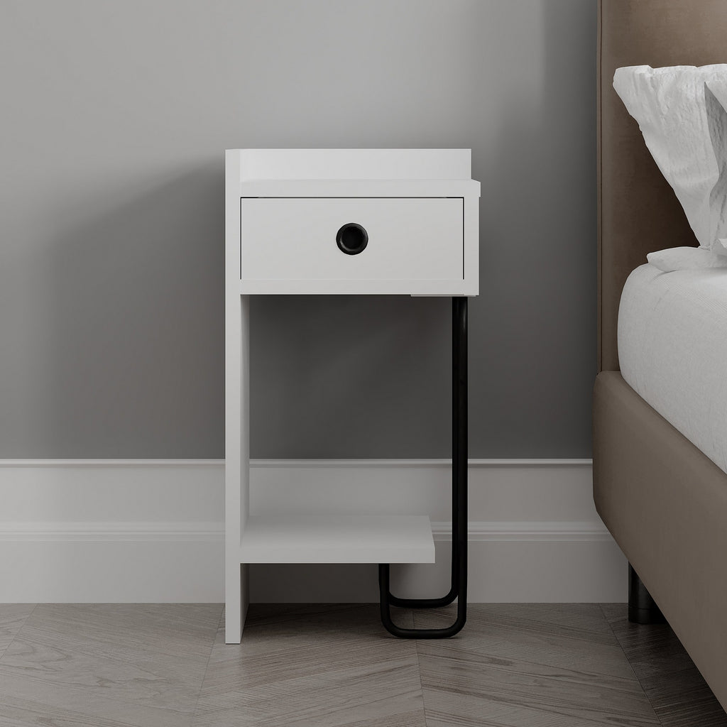 Sirius Left - Bedside Table - White V2