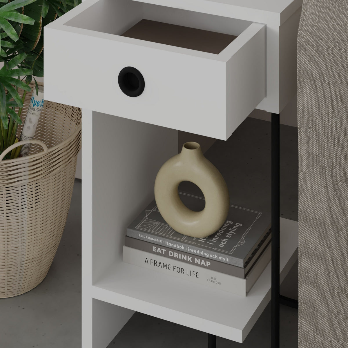 Sirius Left - Bedside Table - White V2