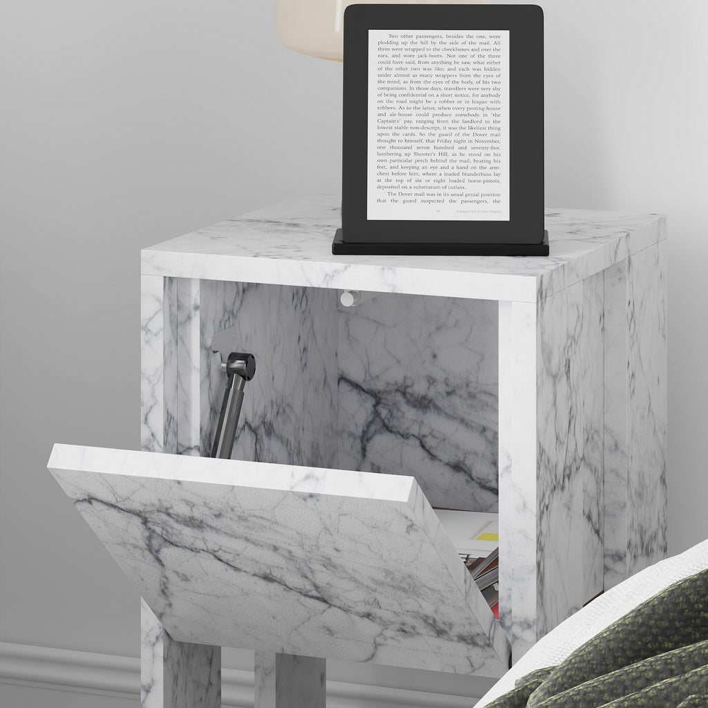 Ema - Bedside Table - Carrara Marble
