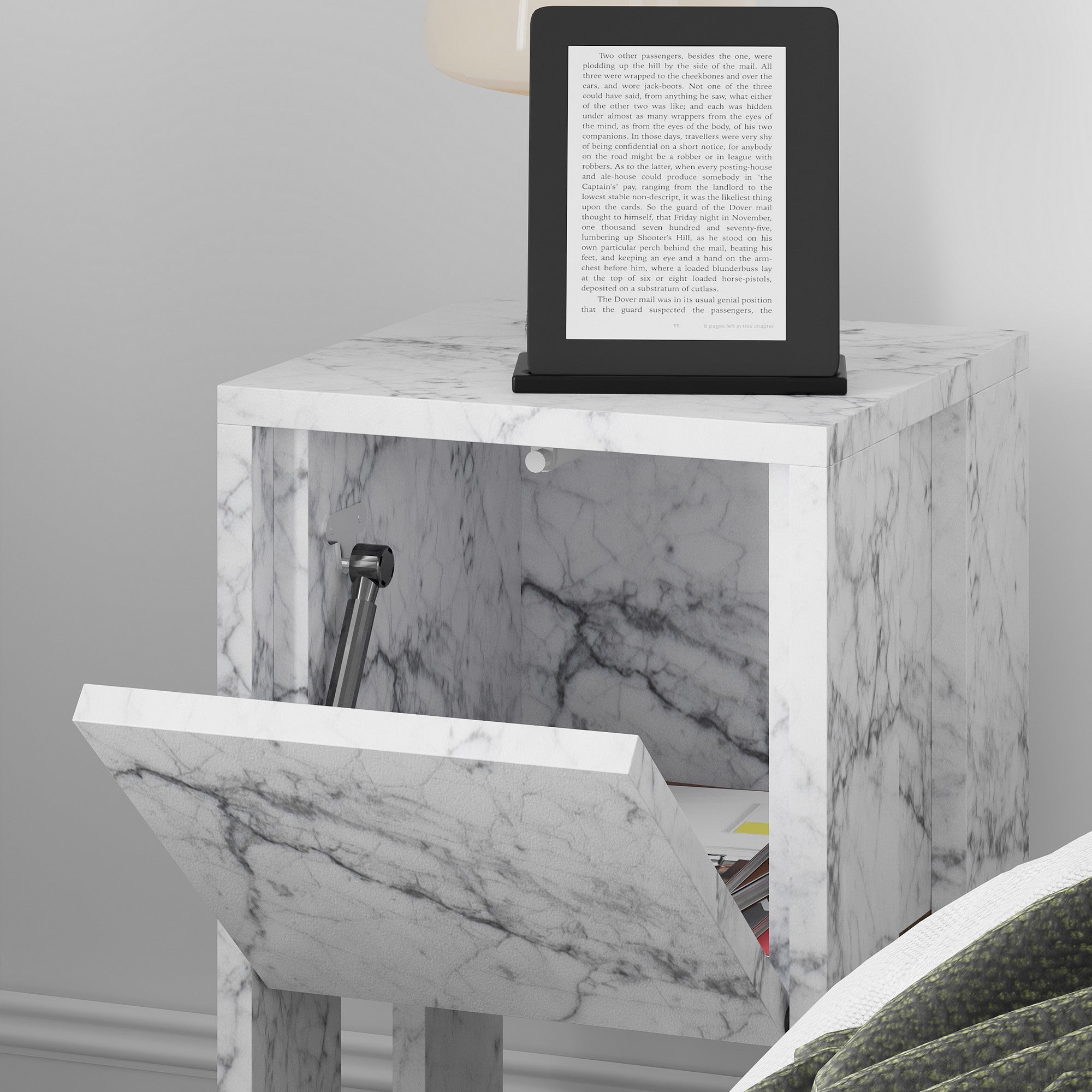 Ema - Bedside Table - Carrara Marble