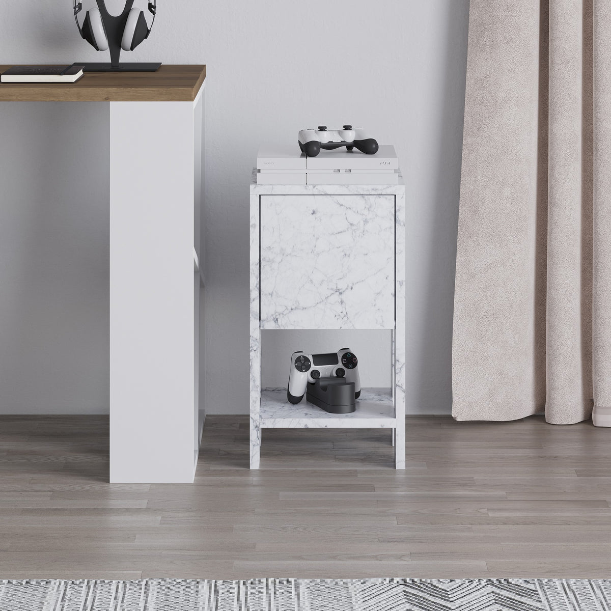 Ema - Bedside Table - Carrara Marble