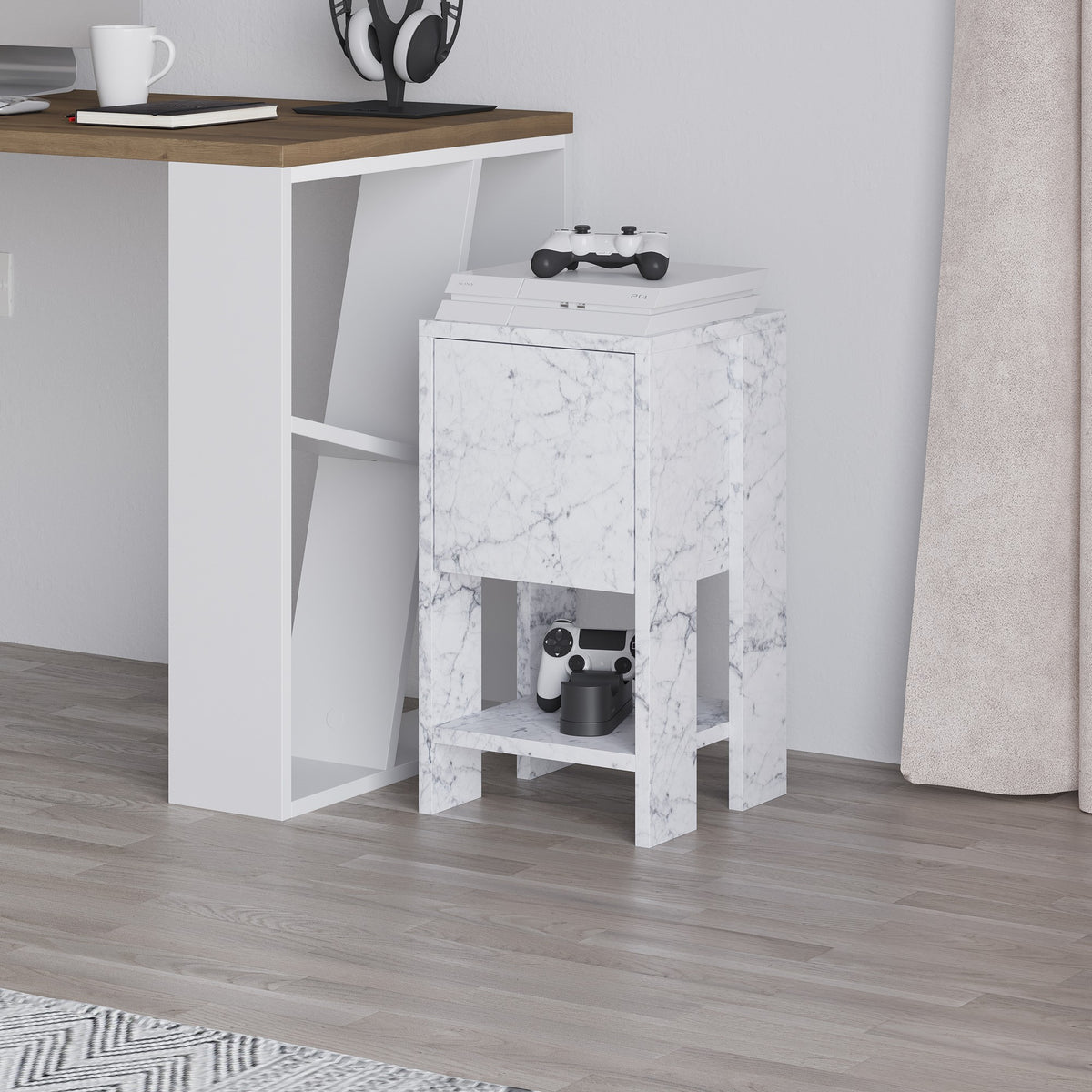 Ema - Bedside Table - Carrara Marble