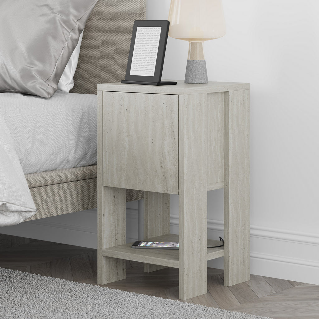 Ema - Bedside Table - Travertine