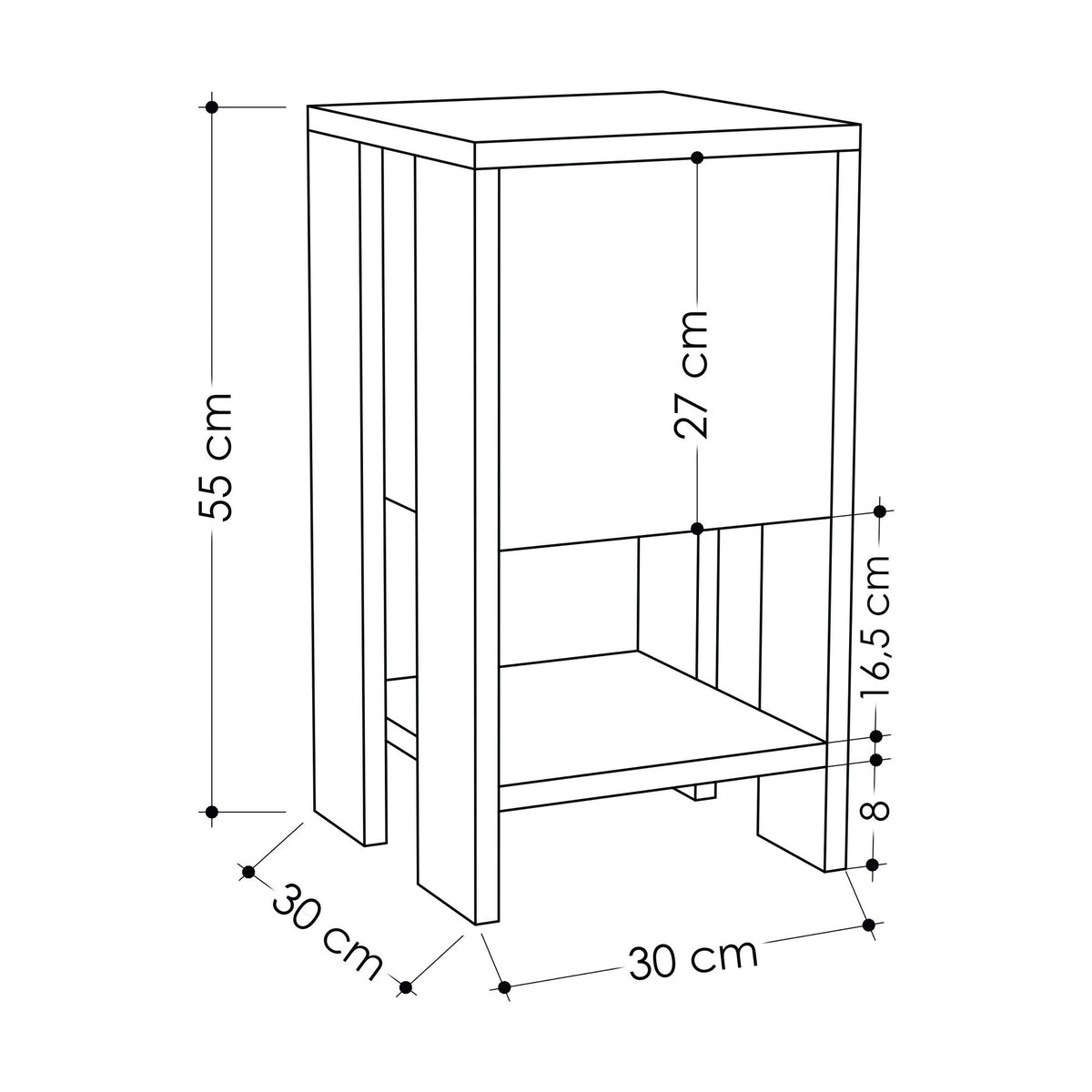 Ema - Bedside Table - Travertine