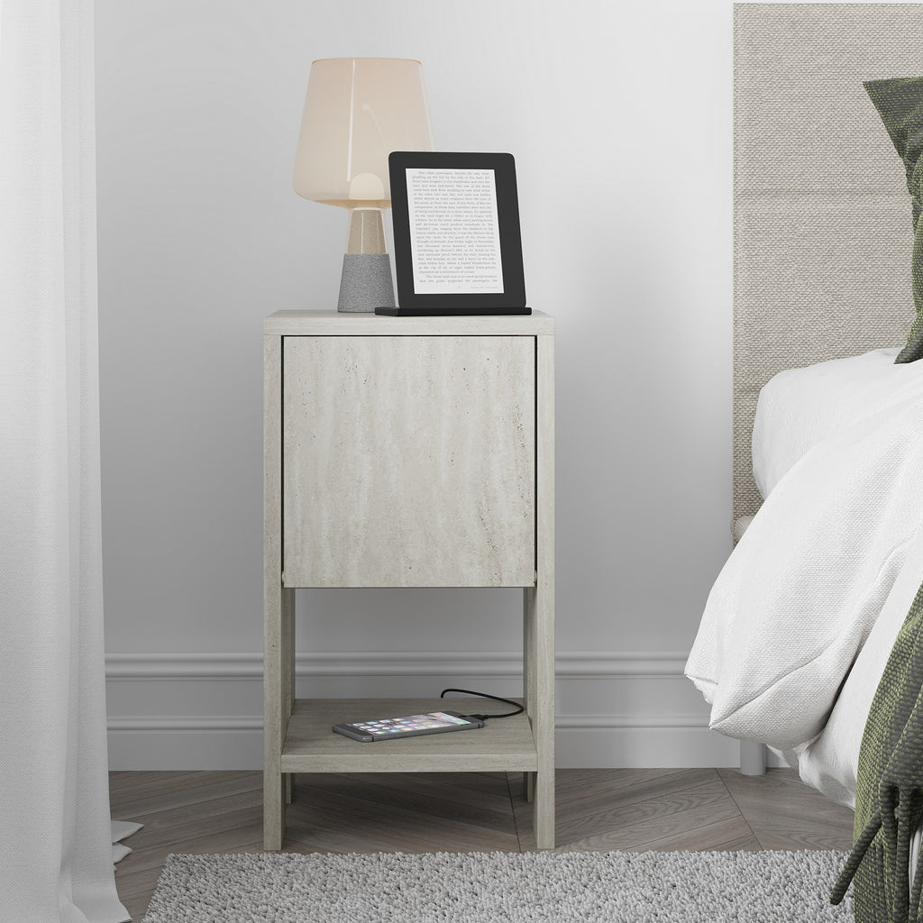 Ema - Bedside Table - Travertine